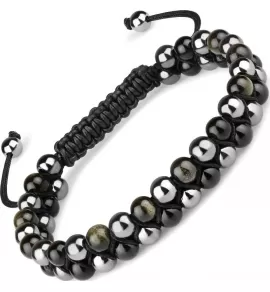 Браслет Шамбала Everiot Select LNS-0275 из обсидиана, гематита и агата