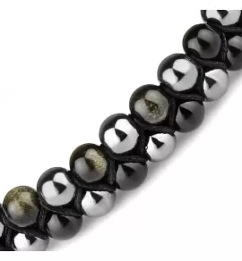 Браслет Шамбала Everiot Select LNS-0275 из обсидиана, гематита и агата
