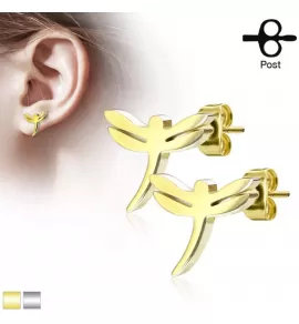 Женские серьги-гвоздики из стали TATIC SE2456 со стрекозой