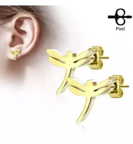 Женские серьги-гвоздики из стали TATIC SE2456 со стрекозой