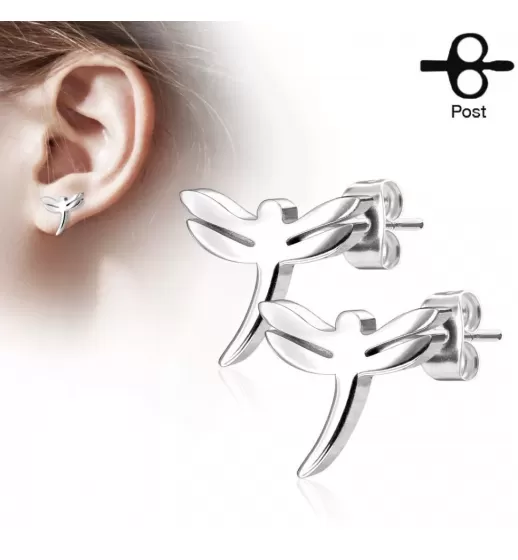 Женские серьги-гвоздики из стали TATIC SE2456 со стрекозой