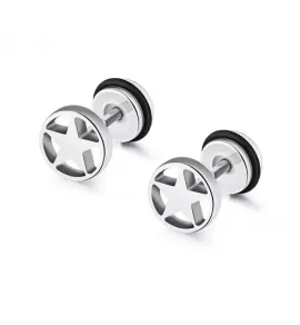 Круглые серьги-гвоздики Everiot SE-XP-1403-ST из стали в форме звездочек (фейк плаг)