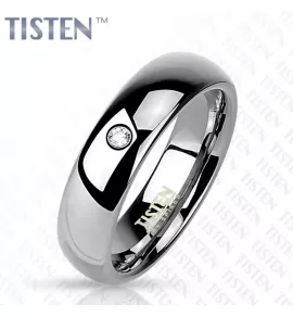 Кольцо Tisten из титан-вольфрама (тистена) R-TS-005 с фианитом