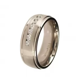 Титановое кольцо с фианитами Lonti TI-1733R