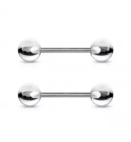 Пирсинг штанги набор 2 шт. из титана Pirslab 2хT23BAS для языка, сосков, с акриловыми шариками