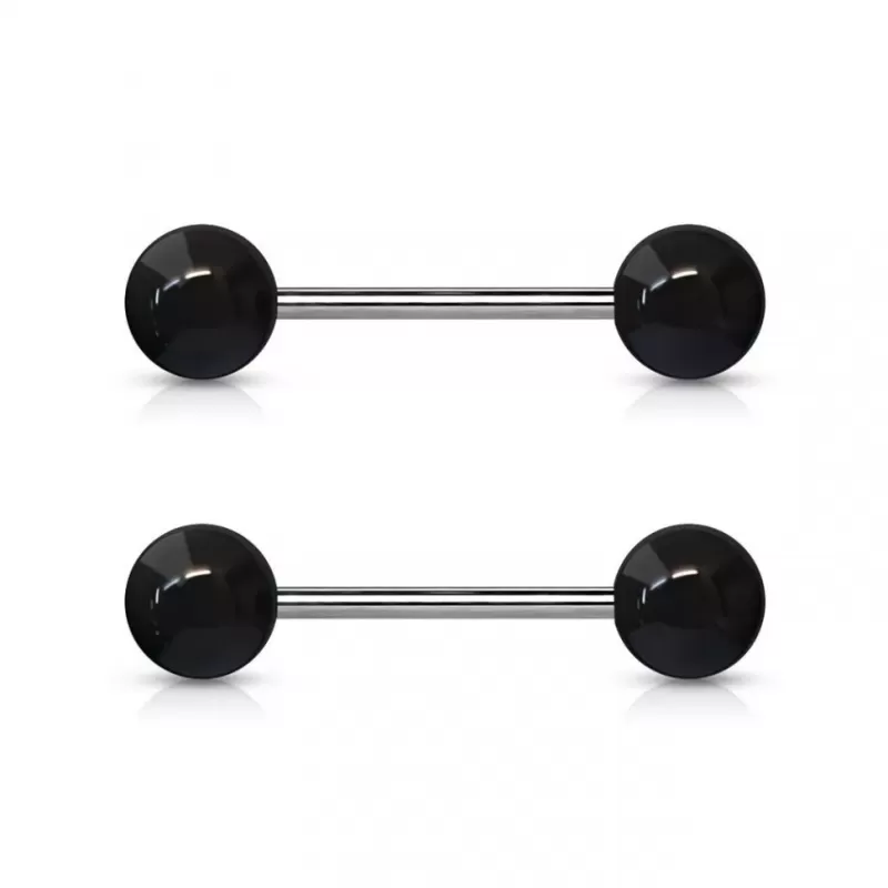 Пирсинг штанги набор 2 шт. из титана Pirslab 2хT23BAS для языка, сосков, с акриловыми шариками