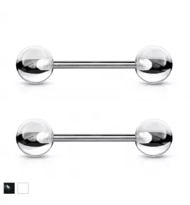 Пирсинг штанги набор 2 шт. из титана Pirslab 2хT23BAS для языка, сосков, с акриловыми шариками