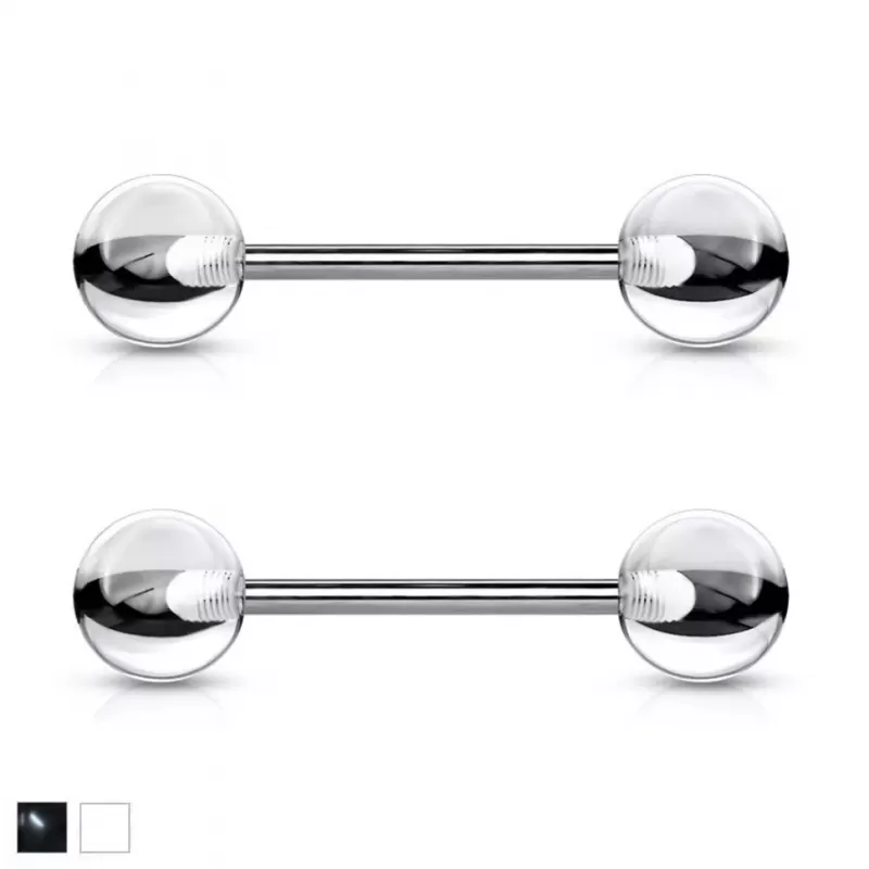 Пирсинг штанги набор 2 шт. из титана Pirslab 2хT23BAS для языка, сосков, с акриловыми шариками
