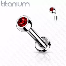 Серьга лабрет из титана для пирсинга уха, губ Pirslab TIL03-R с кристаллом