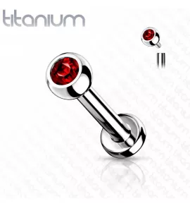 Серьга лабрет из титана для пирсинга уха, губ Pirslab TIL03-R с кристаллом