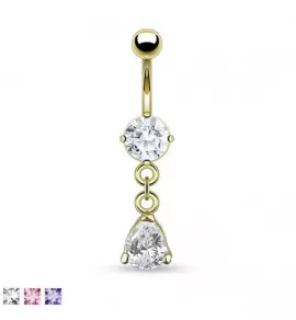 Пирсинг серьга для пупка PiercedFish GDPN1004 с фианитами