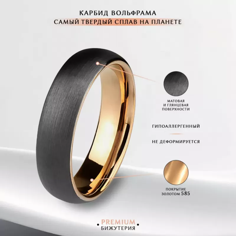 Черное кольцо из карбида вольфрама INFY RTG-4324