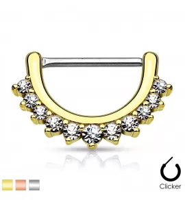 Серьга кликер для пирсинга сосков PiercedFish KC09 штанга с подвеской и фианитами