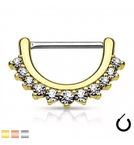 Серьга кликер для пирсинга сосков PiercedFish KC09 штанга с подвеской и фианитами