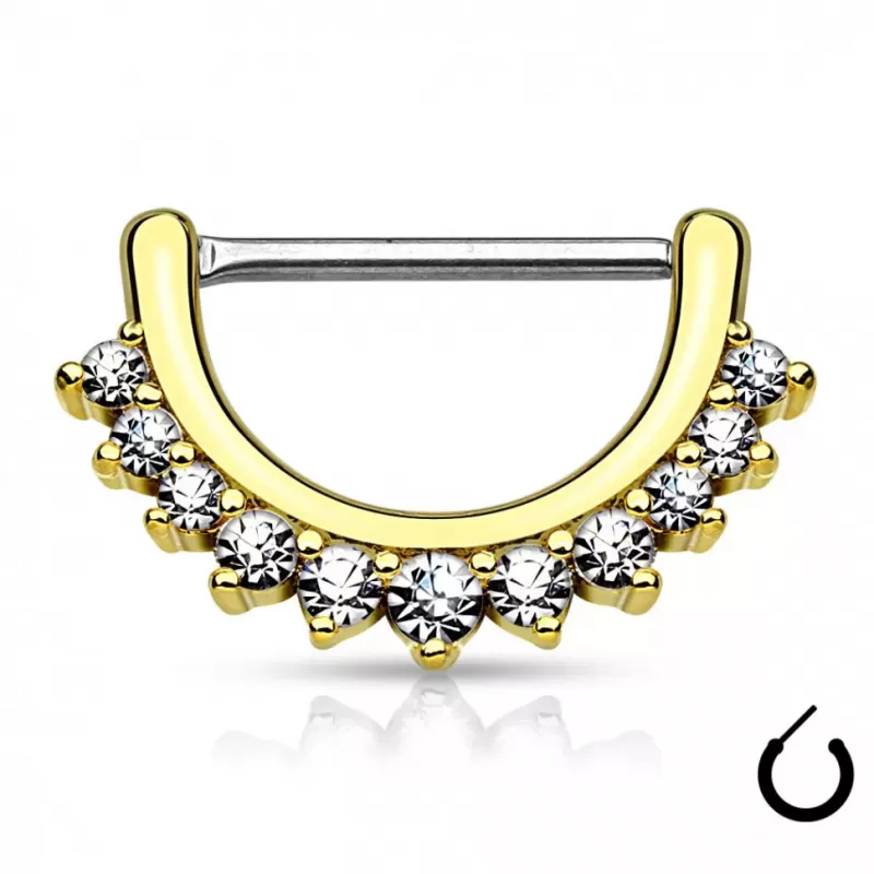 Серьга кликер для пирсинга сосков PiercedFish KC09 штанга с подвеской и фианитами