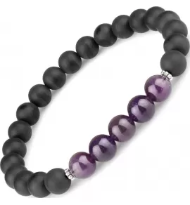 Браслет на резинке Everiot Select LNS-0276 из агата и аметиста