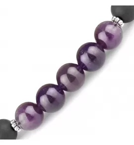 Браслет на резинке Everiot Select LNS-0276 из агата и аметиста