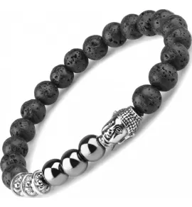 Мужской браслет Everiot STB-MJ-1732 из лавы и гематита с головой Будды