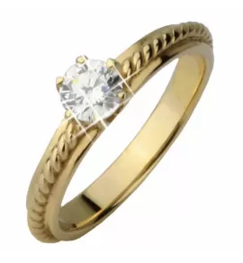 Кольцо на помолвку из стали золотистого цвета Lonti AAB-223GRSS с фианитом