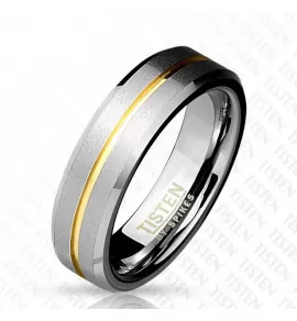 Кольцо Tisten из титан-вольфрама (тистена) R-TS-015 с золотистой полосой