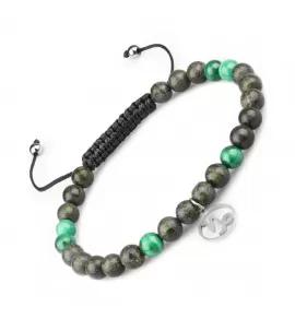 Браслет Шамбала со знаками зодиака Everiot Select LNS-6004 из змеевика и малахита