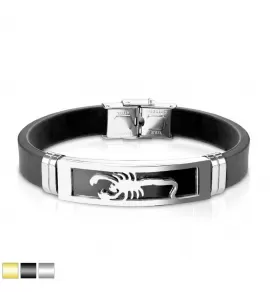 Мужской браслет из каучука и стали TATIC SSBM-0905 со скорпионом