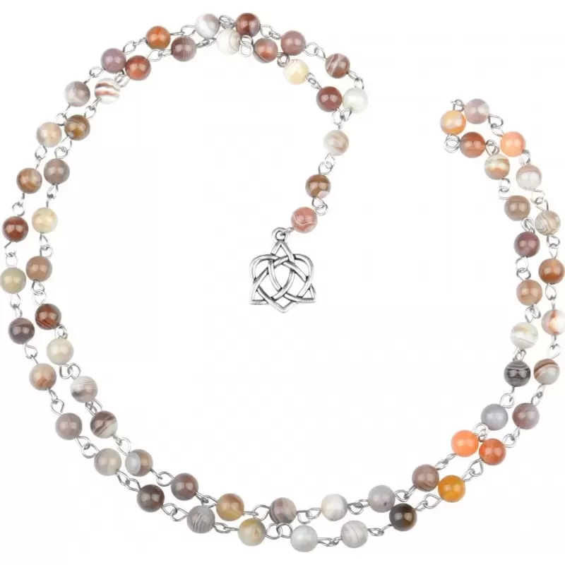 Женский розарий из агата Ботсвана с подвеской "Вечный узел" Everiot Select LNS-3133