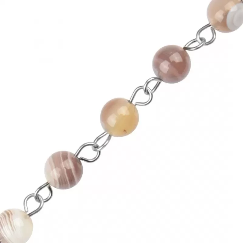 Женский розарий из агата Ботсвана с подвеской "Вечный узел" Everiot Select LNS-3133