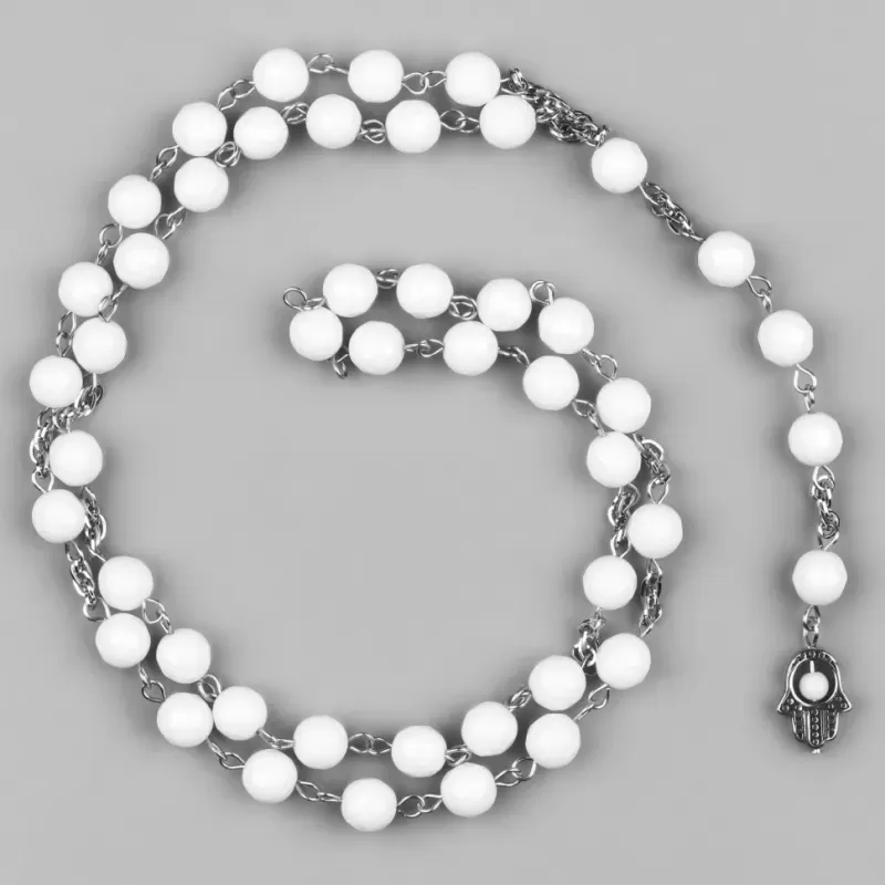 Розарий Everiot Select LNS-3075 из алебастра с подвеской "Хамса и звезда Давида"