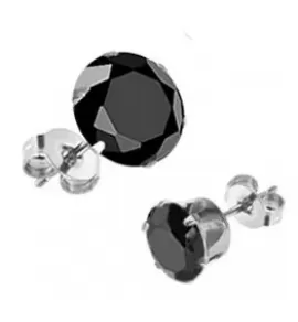 Серьги-гвоздики TATIC SERD-K от 3 до 10 мм, с черным фианитом