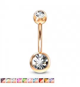 Серьга для пирсинга пупка PiercedFish GRN04 из стали с кристаллами