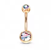 Серьга для пирсинга пупка PiercedFish GRN04 из стали с кристаллами