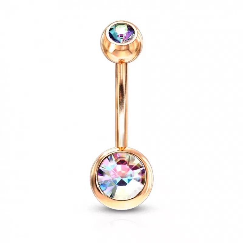 Серьга для пирсинга пупка PiercedFish GRN04 из стали с кристаллами