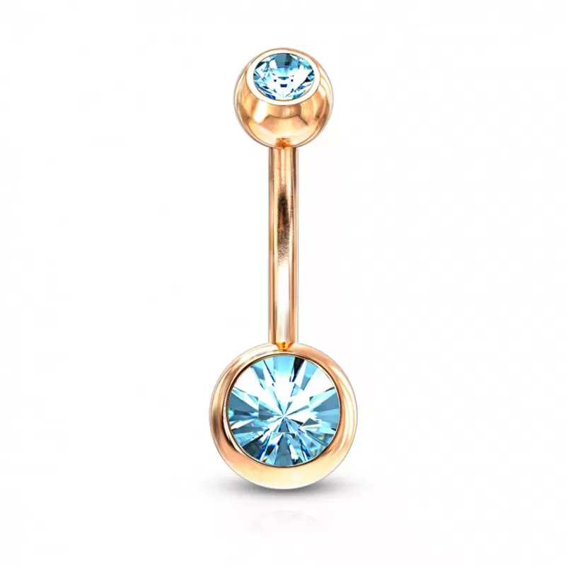 Серьга для пирсинга пупка PiercedFish GRN04 из стали с кристаллами