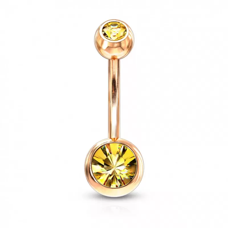 Серьга для пирсинга пупка PiercedFish GRN04 из стали с кристаллами