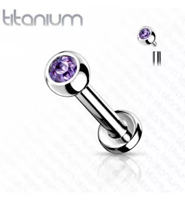 Серьга лабрет из титана для пирсинга уха, губ Pirslab TIL03-TZ с кристаллом