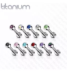 Серьга лабрет из титана для пирсинга уха, губ Pirslab TIL03-TZ с кристаллом