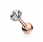 Серьга микроштанга PiercedFish JA05-RDC для пирсинга уха из стали с круглым фианитом