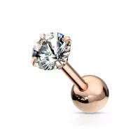 Серьга микроштанга PiercedFish JA05-RDC для пирсинга уха из стали с круглым фианитом