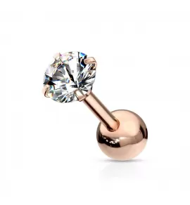 Серьга микроштанга PiercedFish JA05-RDC для пирсинга уха из стали с круглым фианитом