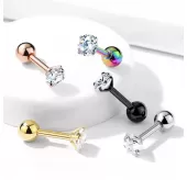 Серьга микроштанга PiercedFish JA05-RDC для пирсинга уха из стали с круглым фианитом