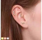 Серьга микроштанга PiercedFish JA05-RDC для пирсинга уха из стали с круглым фианитом