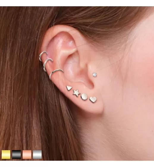 Серьга микроштанга PiercedFish JA05-RDC для пирсинга уха из стали с круглым фианитом