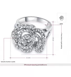 Кольцо ROZI RG-66410A с розой и прозрачными кристаллами