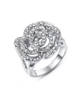 Кольцо ROZI RG-66410A с розой и прозрачными кристаллами