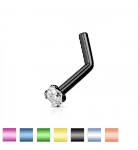 Серьга-гвоздик (нострил) для пирсинга крыла носа PiercedFish NOLT01 с фианитом