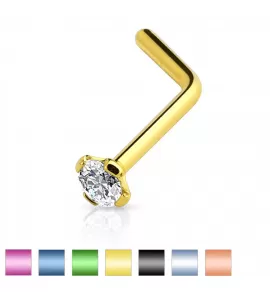 Серьга-гвоздик (нострил) для пирсинга крыла носа PiercedFish NOLT01 с фианитом
