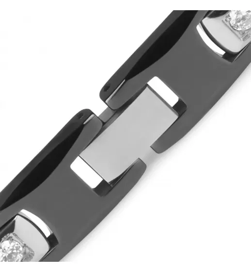 Мужской браслет из стали и керамики Everiot SB-ZS-2902 с фианитами
