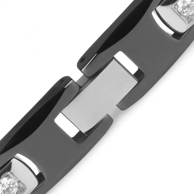 Мужской браслет из стали и керамики Everiot SB-ZS-2902 с фианитами