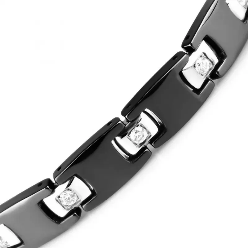 Мужской браслет из стали и керамики Everiot SB-ZS-2902 с фианитами